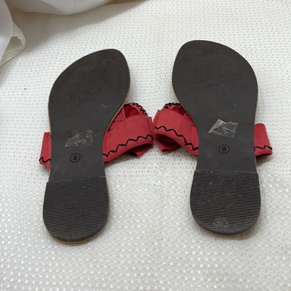 M Style Deep Salmon Fabric Bow Flat Sandals Size 9 - Picture 5 of 5
